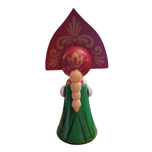 Russian Matryoshka - Handmade Linden Wood Doll Small Green Dress - Picture 3 of 6